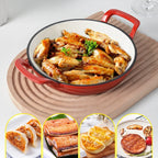 Sartén de hierro fundido esmaltado con tapa de cristal – Sartén de 20 cm