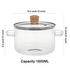 Heat-Resistant Borosilicate Glass Soup & Stock Pot 1.6L