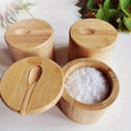 Wood Seasoning Storage Pot with Spoon