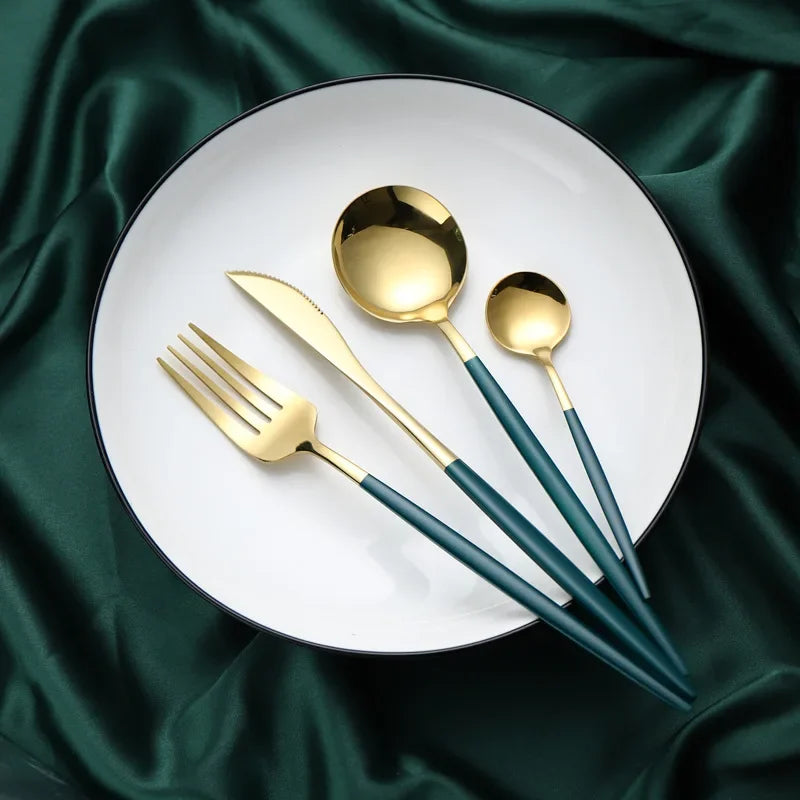 Stainless Steel Cutlery Set with Fork, Spoon, Knife & Chopsticks