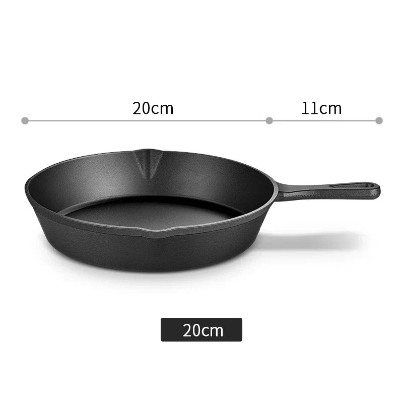 Juego de sartenes de hierro fundido – Sartén antiadherente para encimeras de gas e inducción (14 cm / 16 cm / 20 cm)