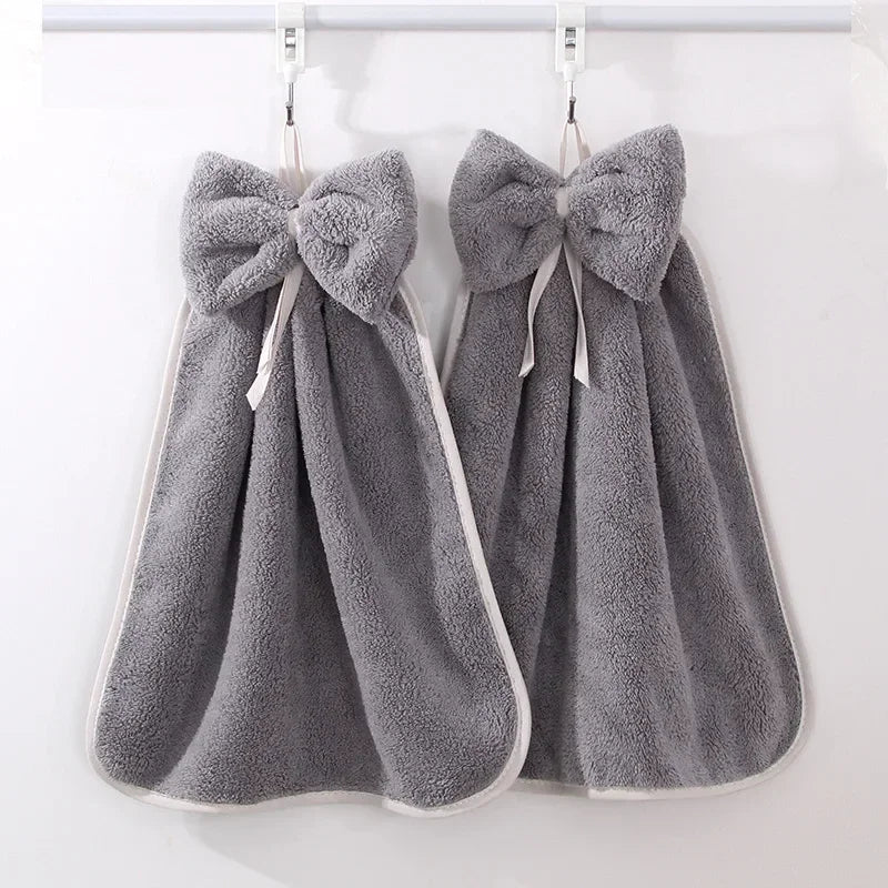 Bowknot Coral Velvet Hand Towel