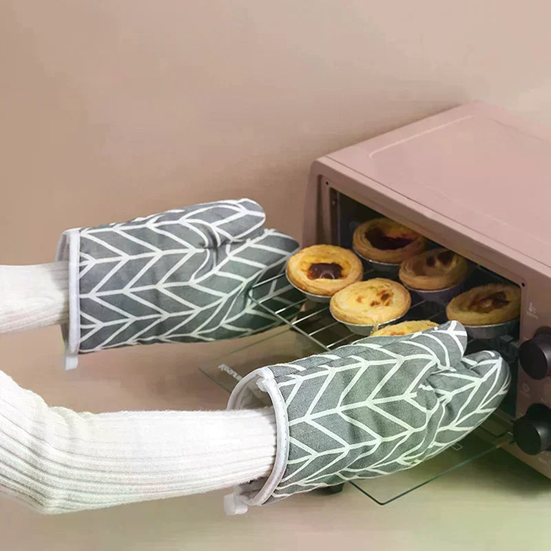 Manoplas de horno de algodón y lino