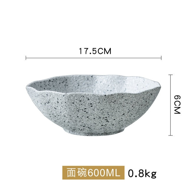 Vajilla de cerámica con diseño de granito